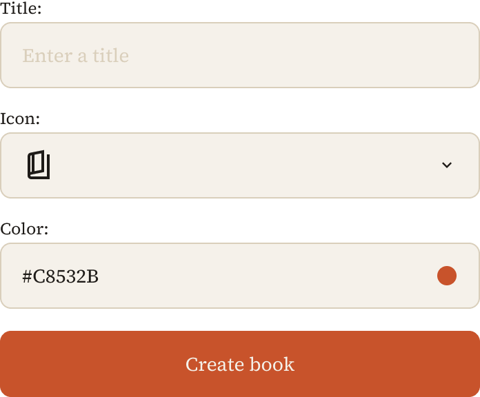 Book creation form